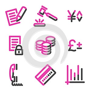 E-business web icons, pink contour series