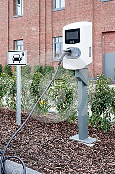 e-car charging station, e-car charge point, electric vehicle supply equipment e-car public charging station