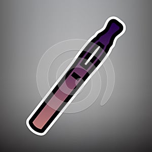 E-cigarette sign. Vector. Violet gradient icon with black and wh