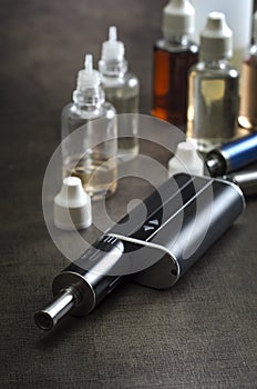 E-cigarettes with lots of different re-fill bottles