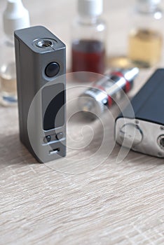 E-cigarettes with lots of different re-fill bottles