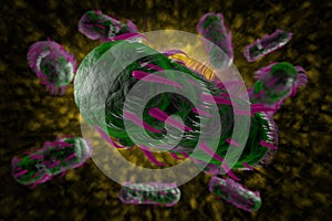 E.Coli Bacteria Cells 3D Illustration