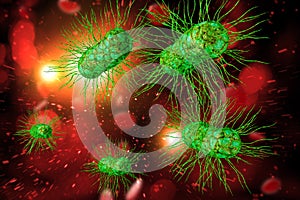 E.Coli Bacteria Cells 3D Illustration