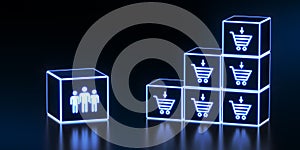 e-commerce add to cart online shopping business technology internet concept. 3d render illustration