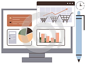 E-commerce Analytics Dashboard with Graphs, Charts, and Shopping Cart Metrics for Data Insights