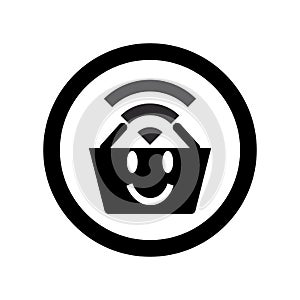 e commerce basket button with funny WiFI logo and icon