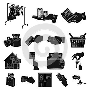 E-commerce and business black icons in set collection for design. Buying and selling vector symbol stock web