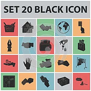 E-commerce and business black icons in set collection for design. Buying and selling vector symbol stock web