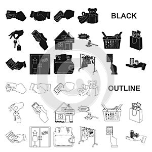 E-commerce and business black icons in set collection for design. Buying and selling vector symbol stock web