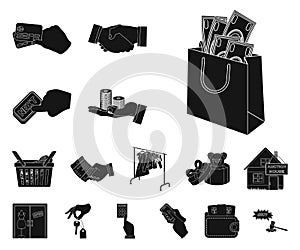 E-commerce and business black icons in set collection for design. Buying and selling vector symbol stock web