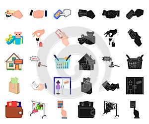 E-commerce and business cartoon,black icons in set collection for design. Buying and selling vector symbol stock web