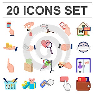 E-commerce and business cartoon icons in set collection for design. Buying and selling vector symbol stock web