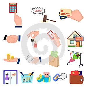 E-commerce and business cartoon icons in set collection for design. Buying and selling vector symbol stock web