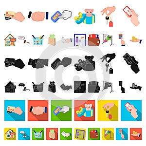 E-commerce and business cartoon icons in set collection for design. Buying and selling vector symbol stock web