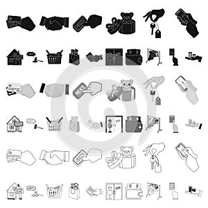 E-commerce and business cartoon icons in set collection for design. Buying and selling vector symbol stock web