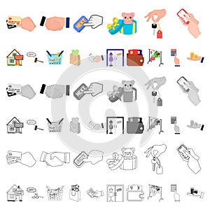 E-commerce and business cartoon icons in set collection for design. Buying and selling vector symbol stock web