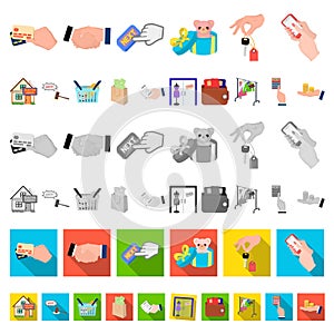 E-commerce and business cartoon icons in set collection for design. Buying and selling vector symbol stock web