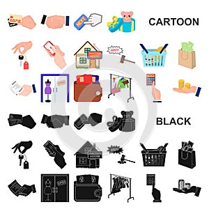 E-commerce and business cartoon icons in set collection for design. Buying and selling vector symbol stock web