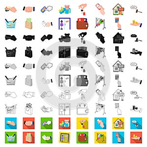 E-commerce and business cartoon icons in set collection for design. Buying and selling vector symbol stock web