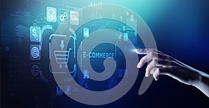 E-commerce business online digital internet shopping concept on virtual screen. photo