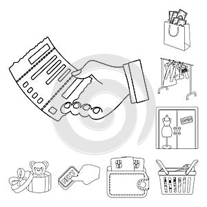 E-commerce and business outline icons in set collection for design. Buying and selling vector symbol stock web