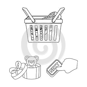 E-commerce and business outline icons in set collection for design. Buying and selling vector symbol stock web