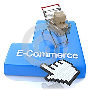 E-commerce button - Online shopping concept