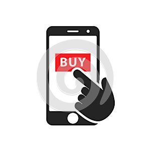 E-commerce, buy button, money transaction, mobile banking and mobile payment â€“ vector