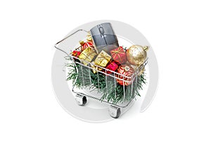 E-commerce Christmas shopping time - Side view