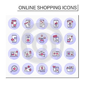 E-commerce color icons set