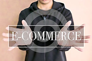 E-commerce concept on a digital screen