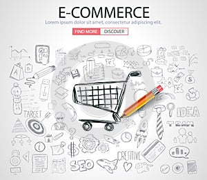 E-commerce Concept with Doodle design style