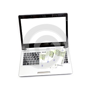 E-commerce concept with euro and laptop