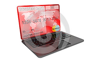 E-commerce Concept. Laptop computer and Credit Card