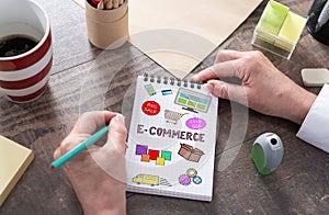 E-commerce concept on a notepad