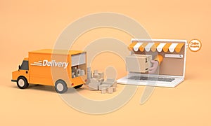 E-commerce concept, Shopping online and delivery service on computer application