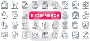 E-commerce concept simple line icons set. Pack outline pictograms