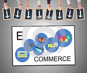 E-commerce concept on a whiteboard