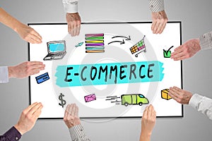 E-commerce concept on a whiteboard