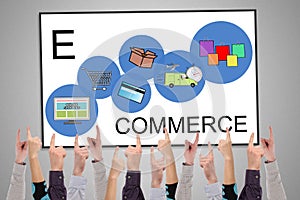 E-commerce concept on a whiteboard