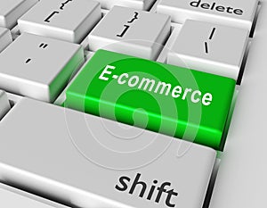 E-Commerce concept. Word E-Commerce on button of computer keyboard