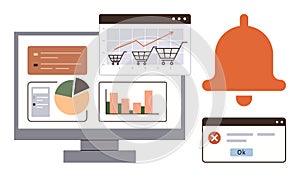 E-commerce Dashboard with Analytics and Notification Alert Concept