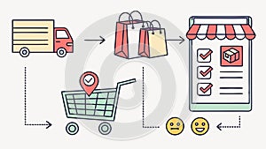 E-commerce Delivery Process, Online Order Fulfillment, vector design Generative AI