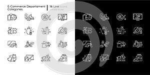 E commerce departments linear icons set for dark and light mode