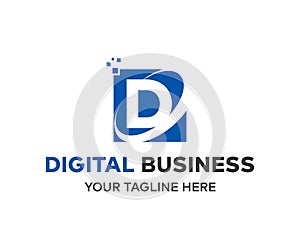 E-commerce, digital business, online internet logo design. Digital online business vector design and illustration