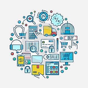 E-commerce flat round illustration