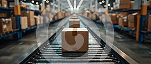 E-Commerce Fulfillment Center Streamlining Order Processes Conveyor belts and packaging blur