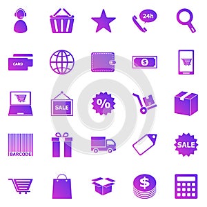 E-commerce gradient icons on white background
