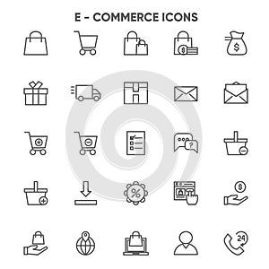 E commerce icons line for web and app