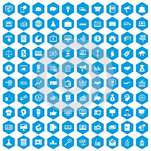100 e-commerce icons set blue